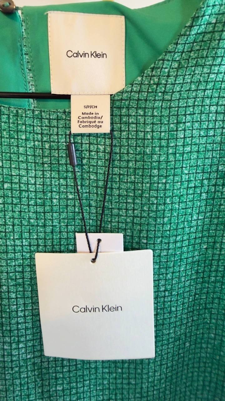 Calvin Klein Printed Chiffon Sleeveless Top Green S/P NWT $79
