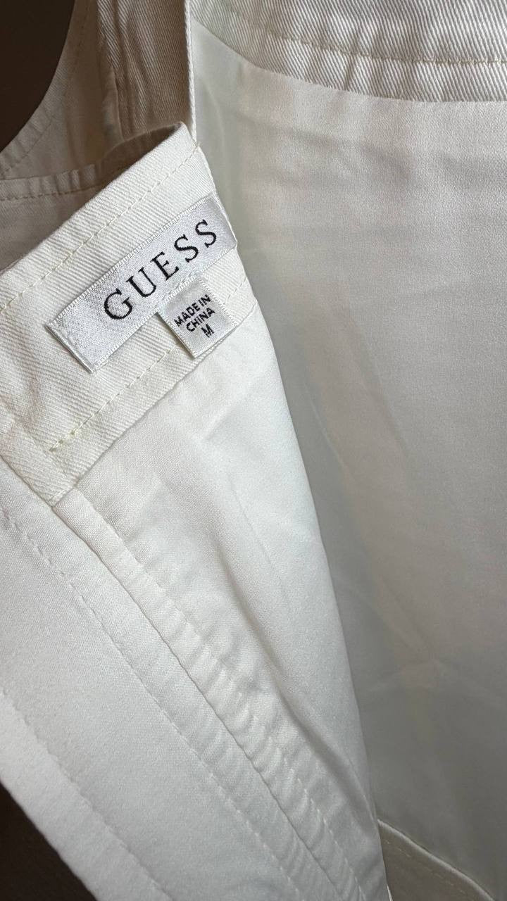 Guess Elsie Tweed & Denim Dress White Combo M NWT $148