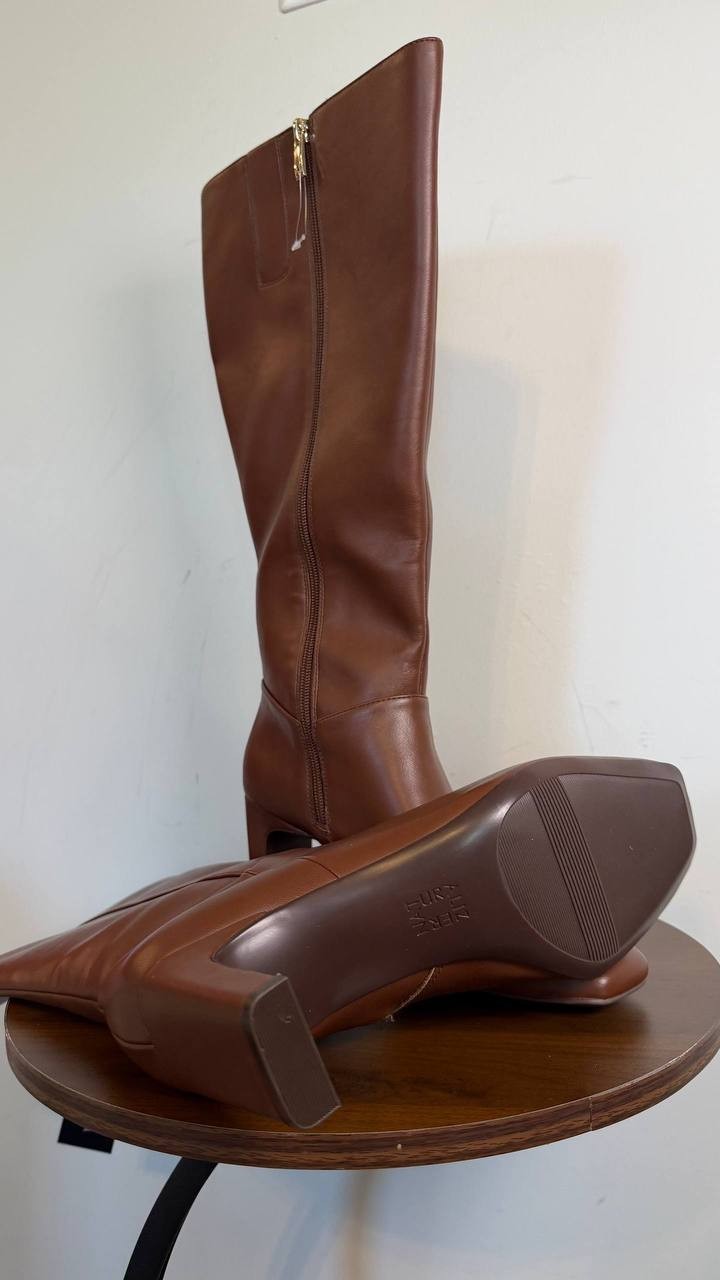 Naturalizer Nona Knee High Boots Cappuccino 8.5W Faux Leather $185 NWB