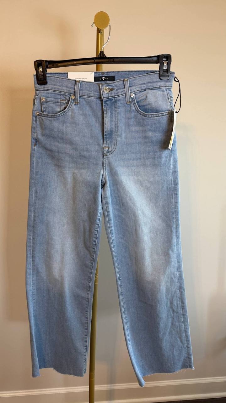 7 For All Mankind Alexa High Waist Crop Wide Leg Jeans Sirte 27 $238 NWT