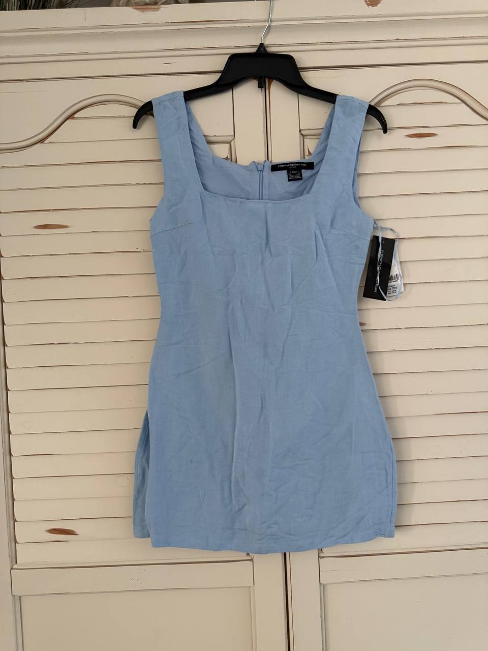 French Connection Birdie Linen Mini Dress – Cashmere Blue, Size 2
