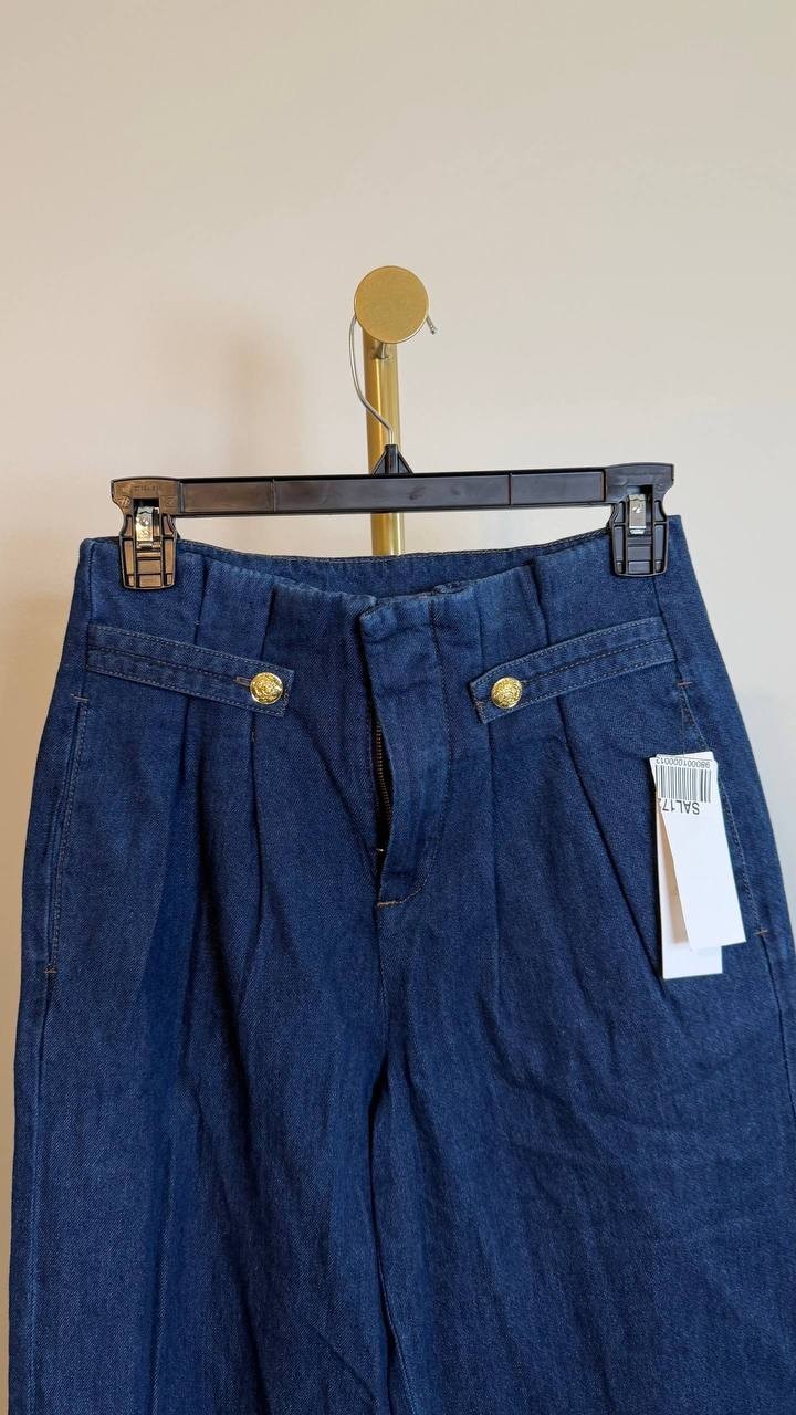 DKNY Jeans Wide Leg Denim Trousers Carmine Classic Fit Size25 NWT damage zip $99