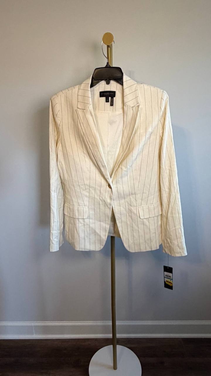 Donna Karan NY Pinstriped Blazer Cream 16P NWT $189