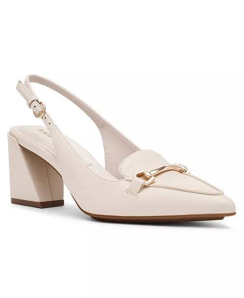 Anne Klein Bone Man‑Made Block Heel Pumps 7.5M New in Box MSRP $95