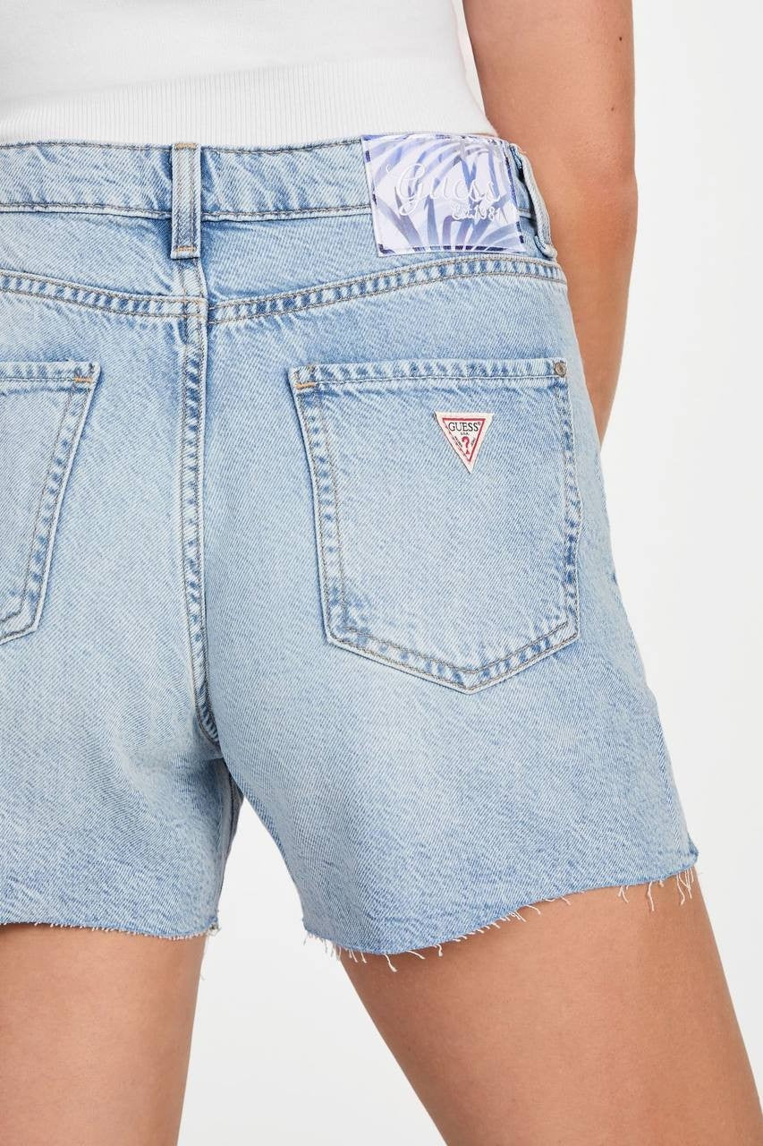 Guess Eco Featherweight Relaxed Midi Denim Shorts Blue Maiorca Size 30 NWT $89