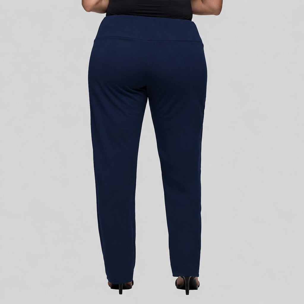 24Seven Comfort Apparel Plus Size Stretch High‑Rise Dress Pants Navy 1X NWT $52