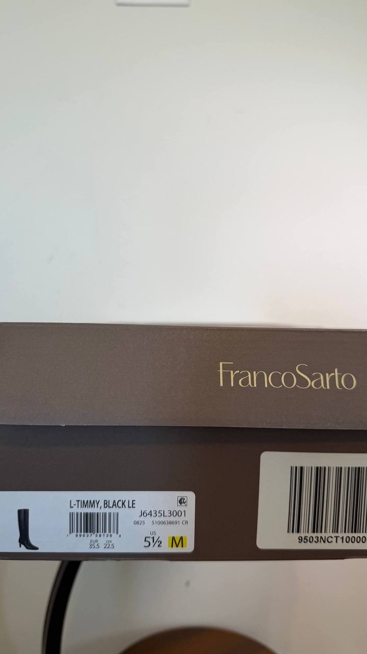 Franco Sarto Timmy Square Toe Zip Tall Boots Black 5.5M Leather $250 NWB