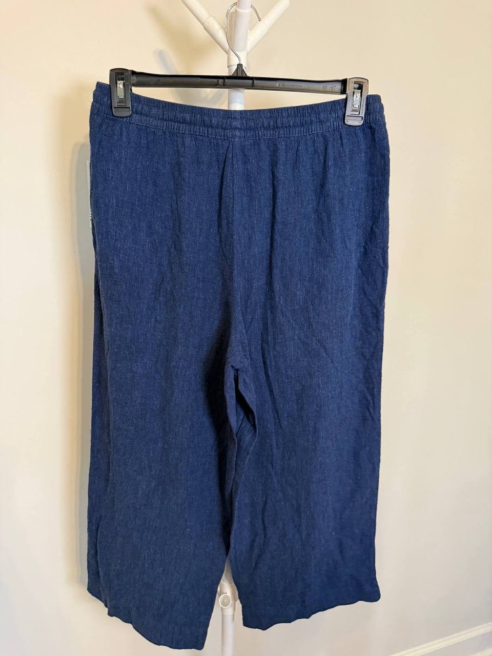 DKNY Indigo Linen‑Blend Cropped Pull‑On Pants – Size M – NWT – $89