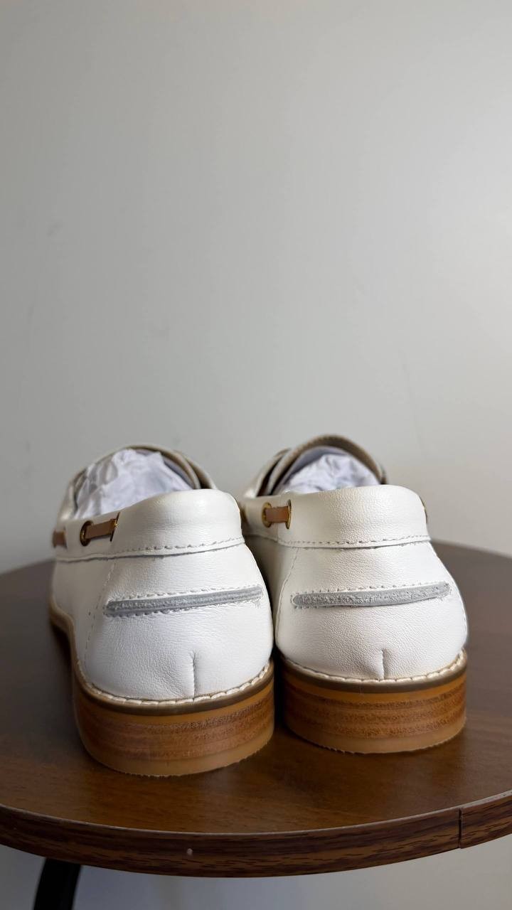 Giani Bernini Lylaa Loafers 7.5M White Leather Boat Shoe Slip‑On NIB msrp$99.50