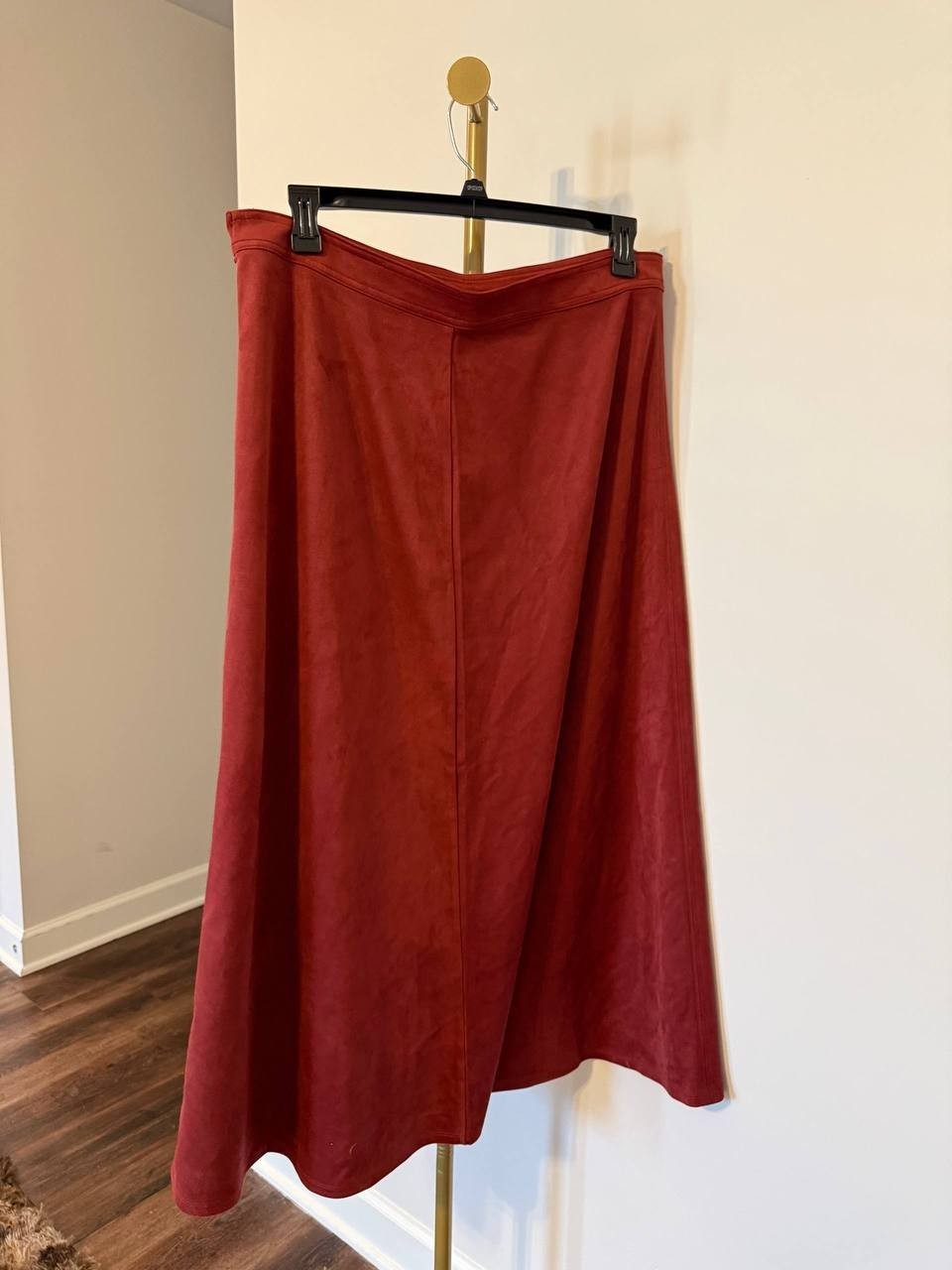Vince Camuto Faux Suede A‑Line Maxi Skirt Rustic Red SIZEXL NWT Chic MSRP$89