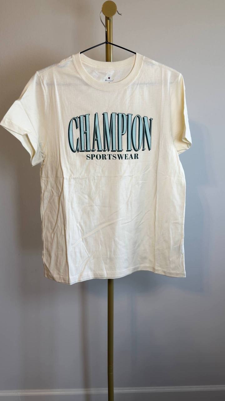 Champion Classic Cotton Crewneck Logo Short‑Sleeve T‑Shirt White S NWT $25