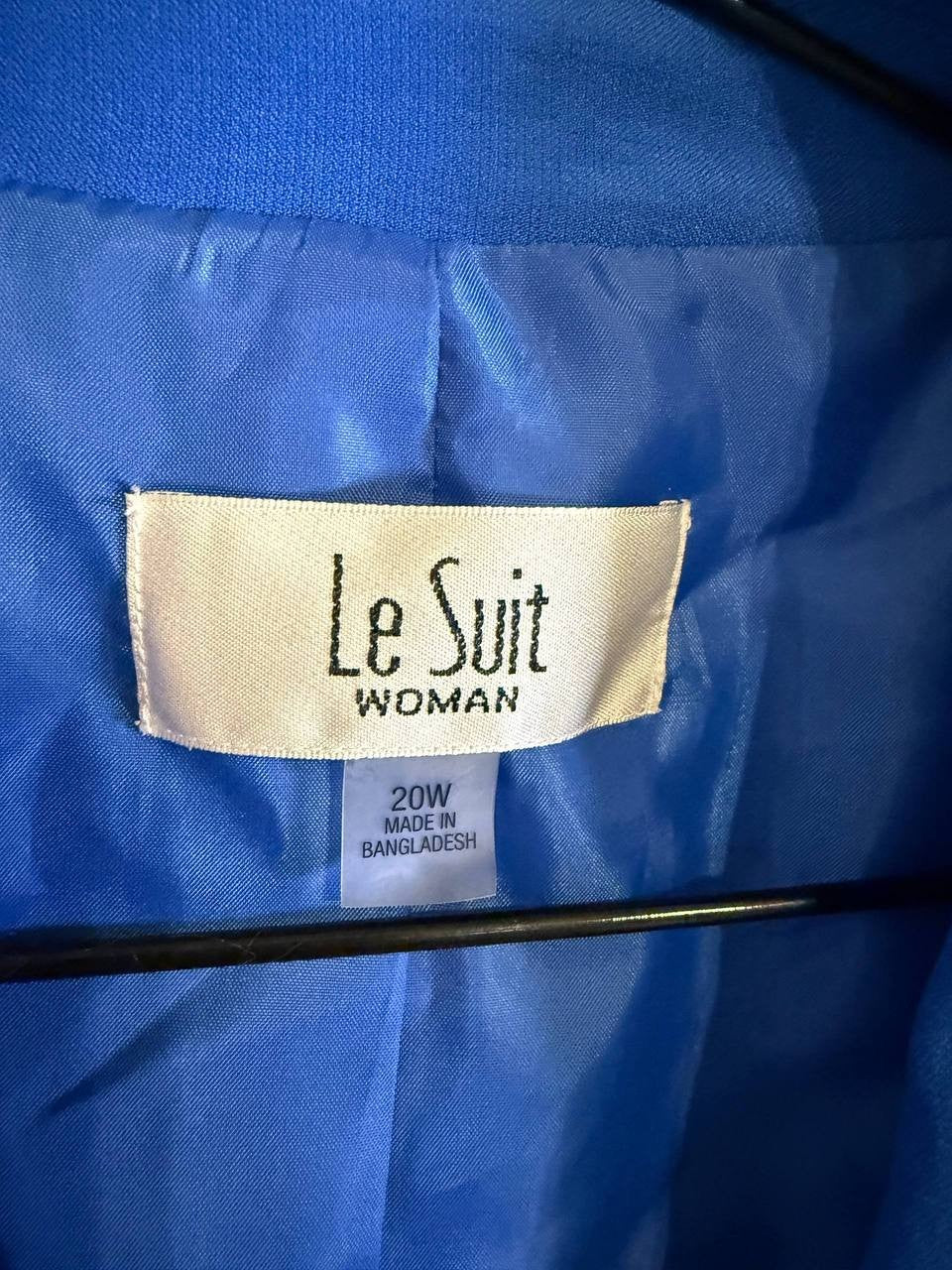 Le Suit Plus Notched‑Lapel Blazer & Pants Set –Blue– Size 20W – NWT – $265