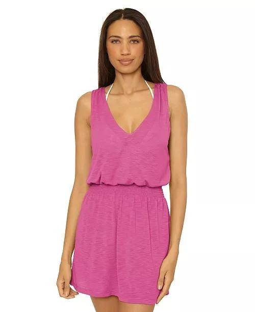 Becca Breezy Basics Slub Knit Tunic Swim Cover‑Up Pink S NWT $68