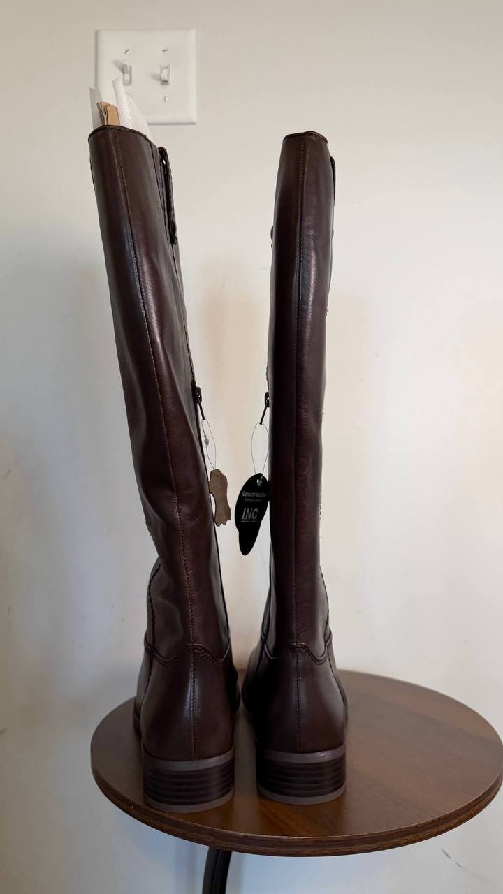 INC Fawne Women’s Leather Knee High Boots Chocolate 10W XWC Leather $189.90 NWB