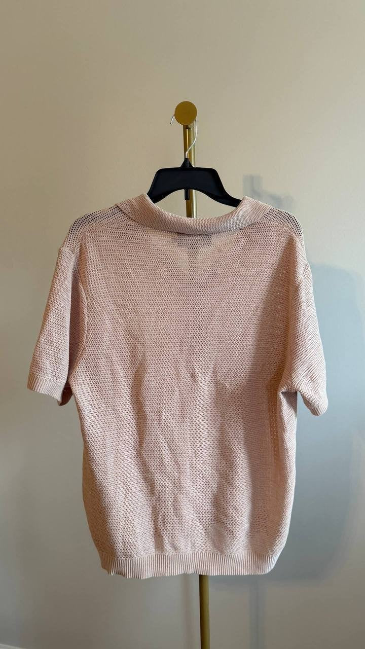 Paisley & Gray Men’s Slim‑Fit Open‑Collar Knit Polo Sweater Tan XL/TG $85 NWT