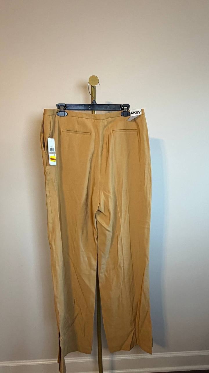 DKNY High‑Rise Sueded Canvas Pants Whiskey 12 NWT $99