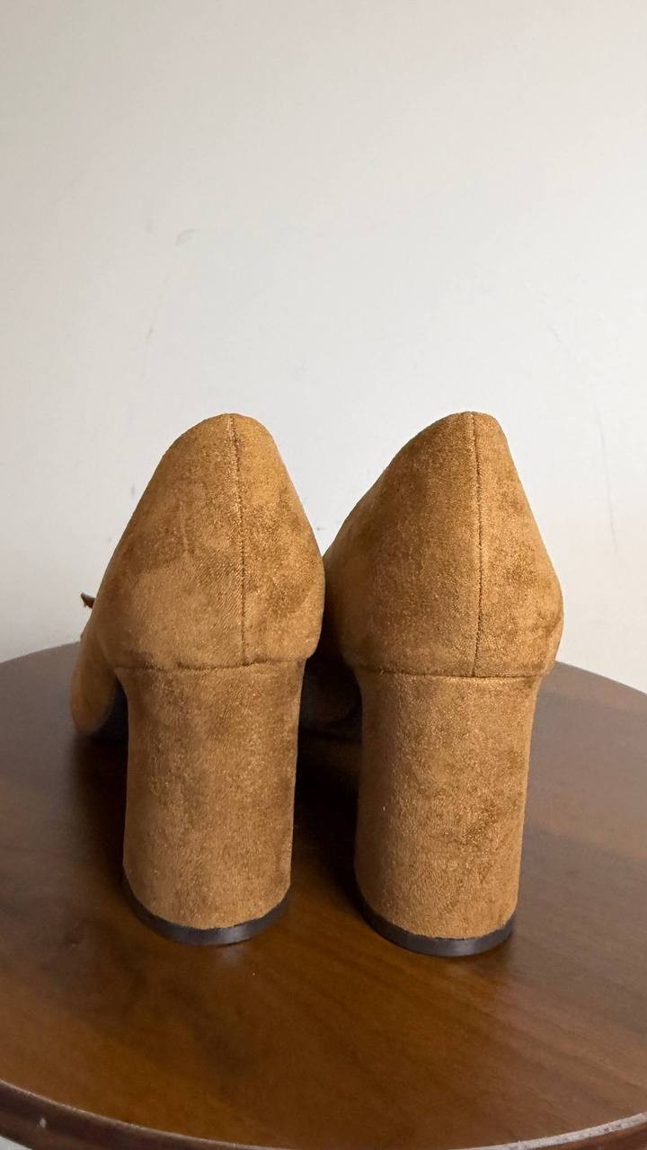 Anne Klein Bentley Pumps 7.5M Cognac Pointed Toe Buckle Block Heel NIB msrp$89