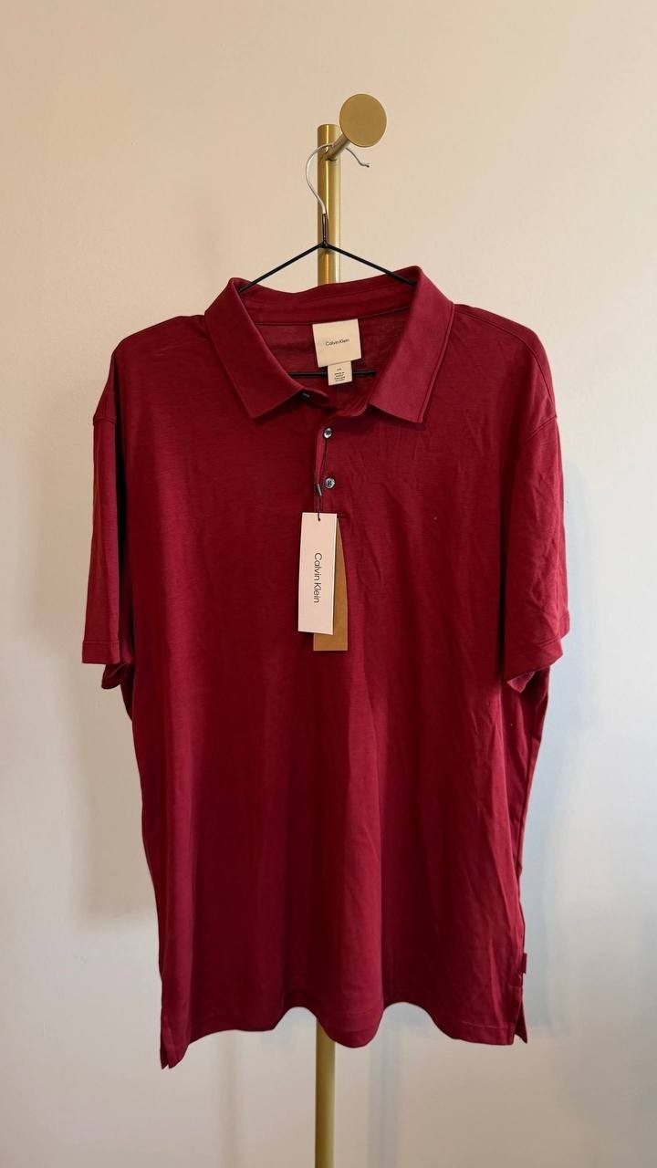 Calvin Klein Men’s Supima Cotton Classic Polo Shirt Renaissance Red L $89 NWT