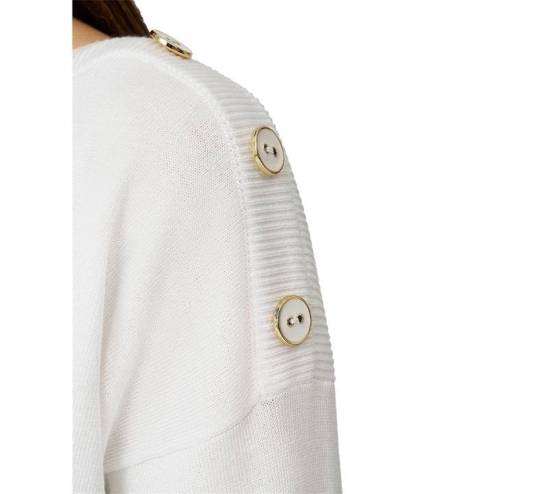 Melissa Paige Boat‑Neck Button‑Shoulder Sweater – White– Size XL – NWT – $46.50