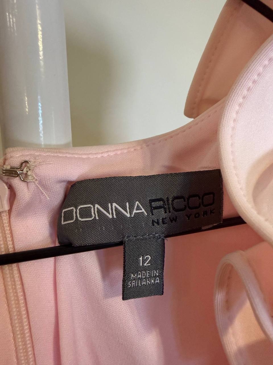 Donna Ricco Ruffled‑Strap Sheath Dress – Size 12 – NWT