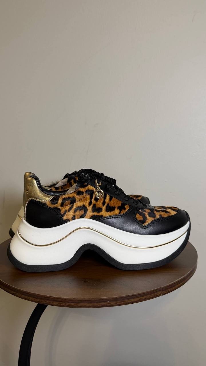 Michael Michael Kors Leopard Leather/Calf Hair Trainers 8M New in Box MSRP $195