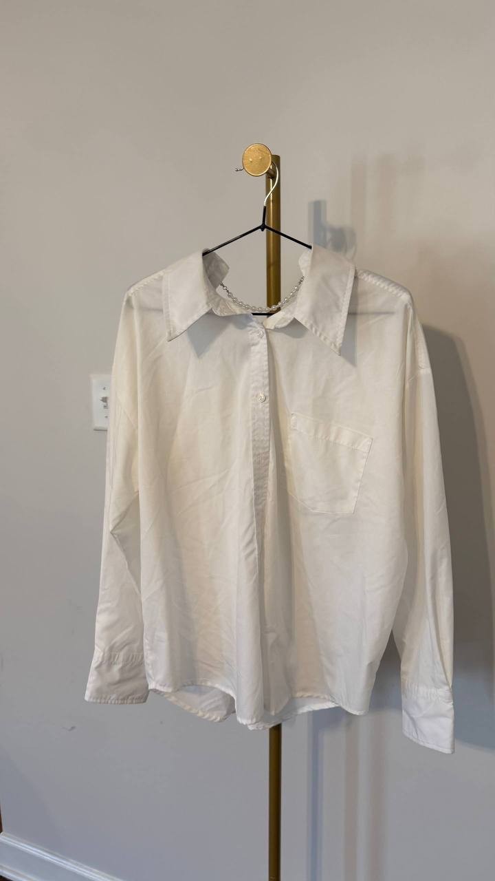 Gracia Big Bow Back Pearl Strand Top White S Pre-Owned