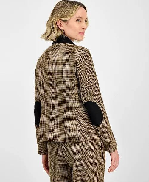 Kasper Plaid Two‑Button Notch‑Collar Jacket Pink Perfection Multi 8P NWT $139