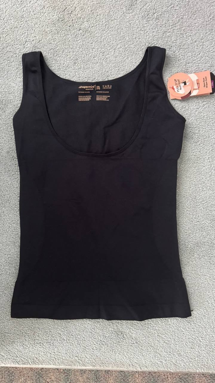 Shapermint Essentials Open Bust Shaper Cami - Black 2XL Plus Shapewear