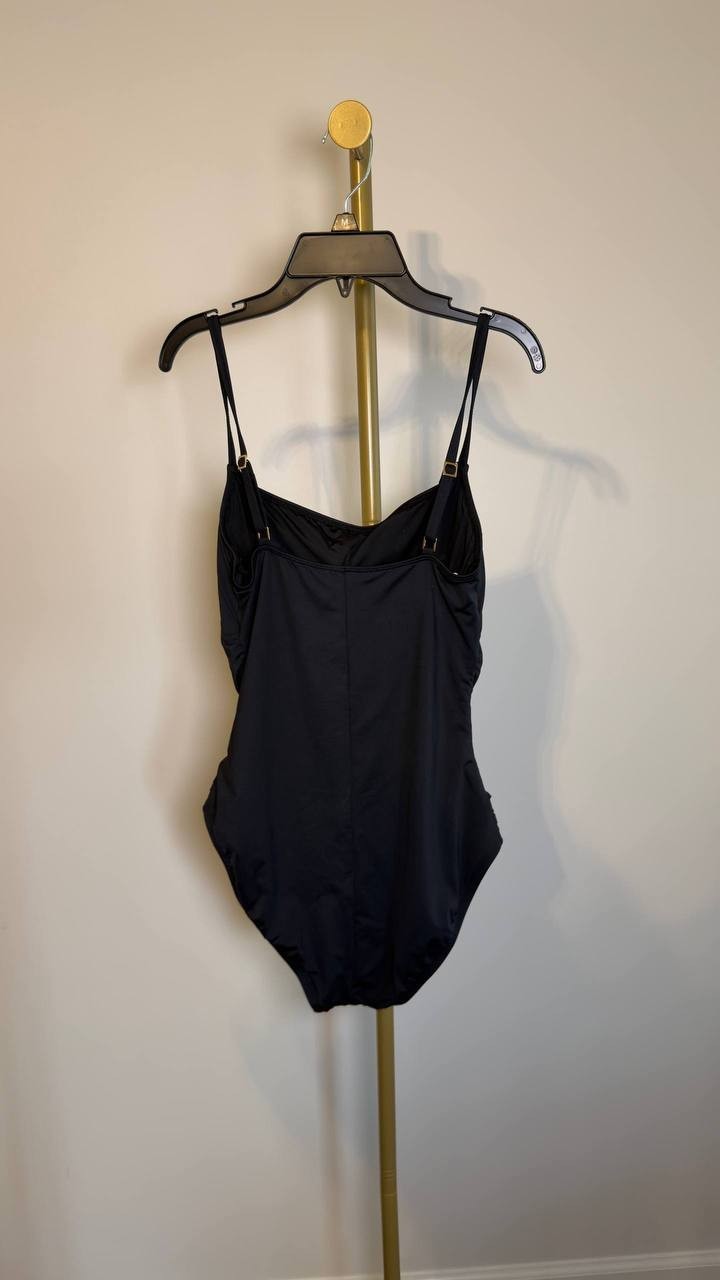 La Blanca Island Goddess One‑Piece Swimsuit Black 12 NWT $83