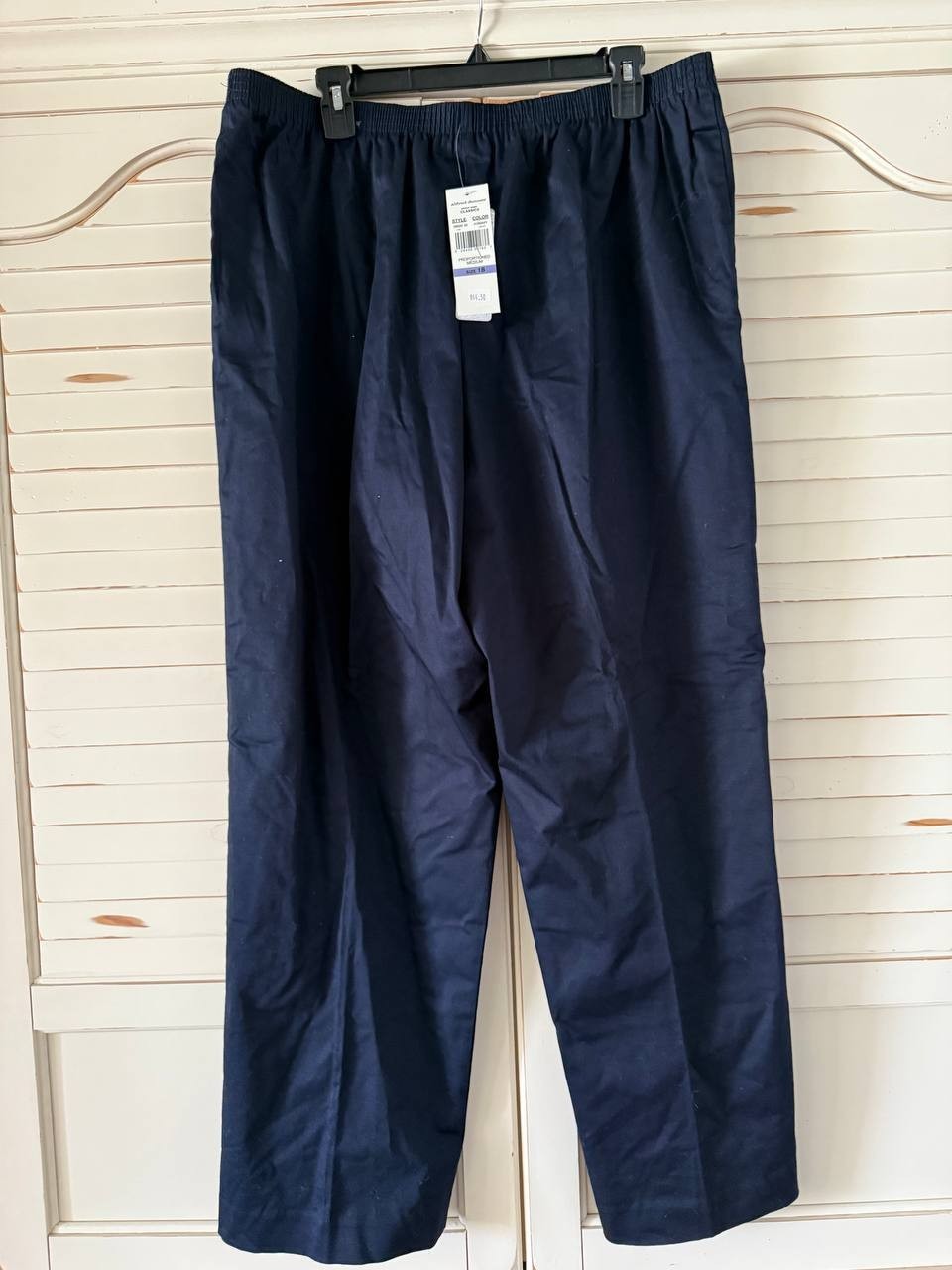 Alfred Dunner Plus Size 18 Navy Twill Pull-On Pants, Classic Straight Leg