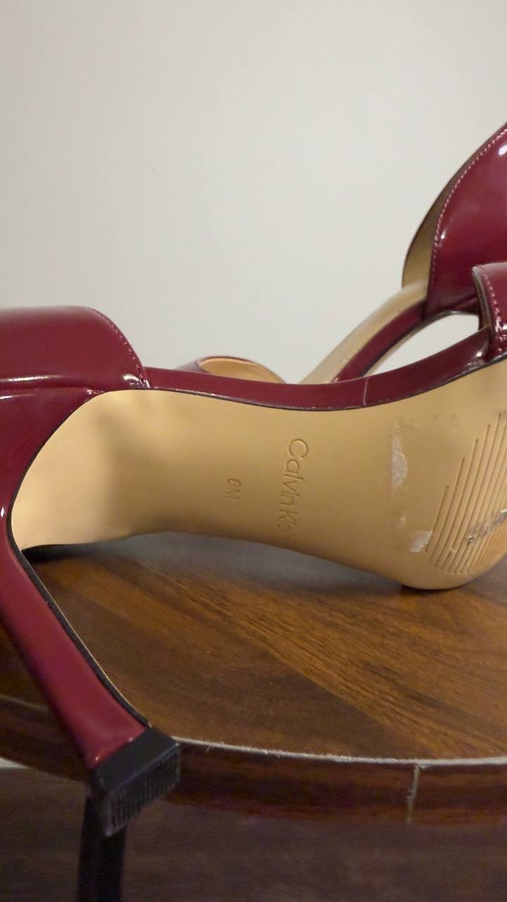 Calvin  Klein  Aileen  D’Orsay  Stiletto  Sandals  Dark  Red  6  M  Pre‑owned 