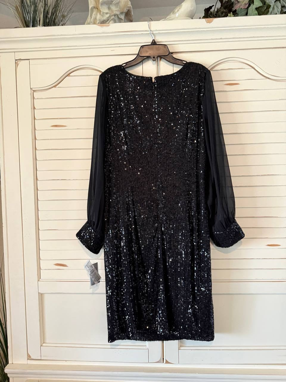 Alex Evenings Sequin Chiffon Cocktail Dress Black Size 14  $199