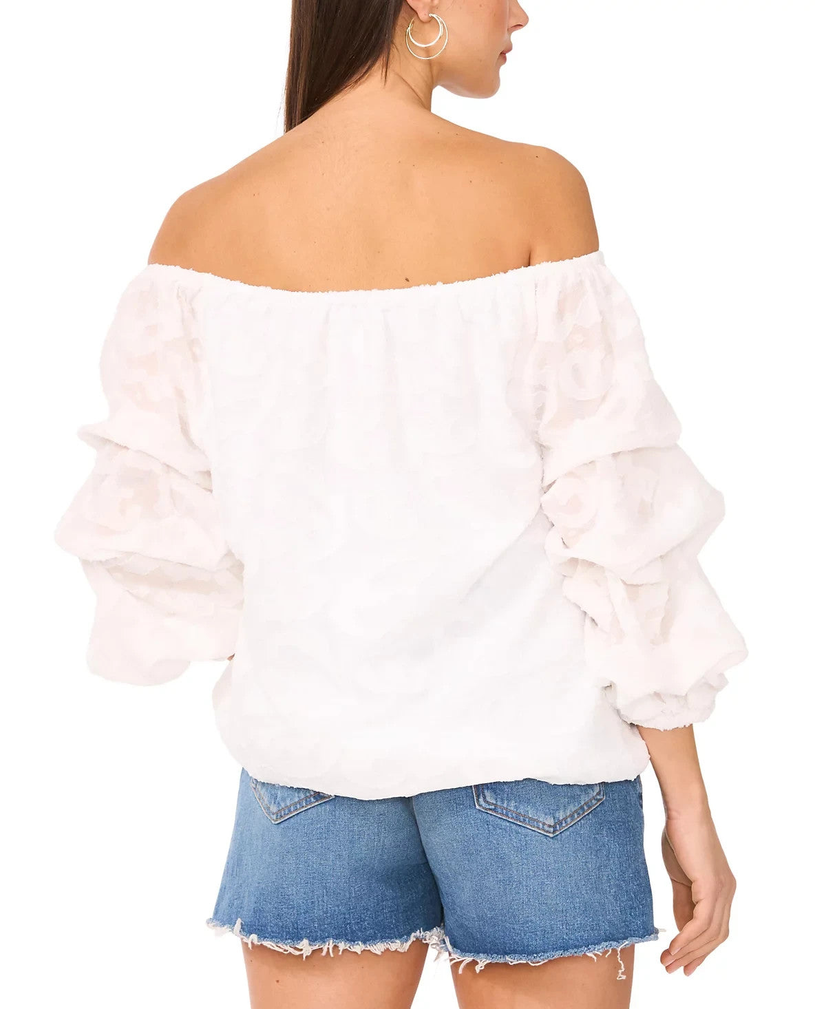 Vince Camuto Off-The-Shoulder Bubble Sleeve Tie-Front Blouse – Size M