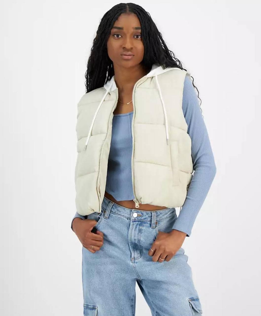 Madden Girl Hoodie Puffer Vest - Quilted Sleeveless Zip Front, Women's XS-L