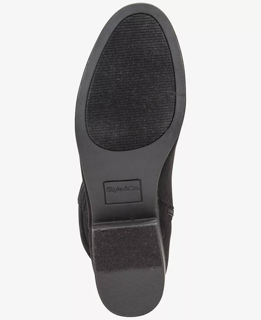 Style & Co Charmanee Tall Boots 8.5 Black Microfiber Fabric Zip NIB msrp$79.90