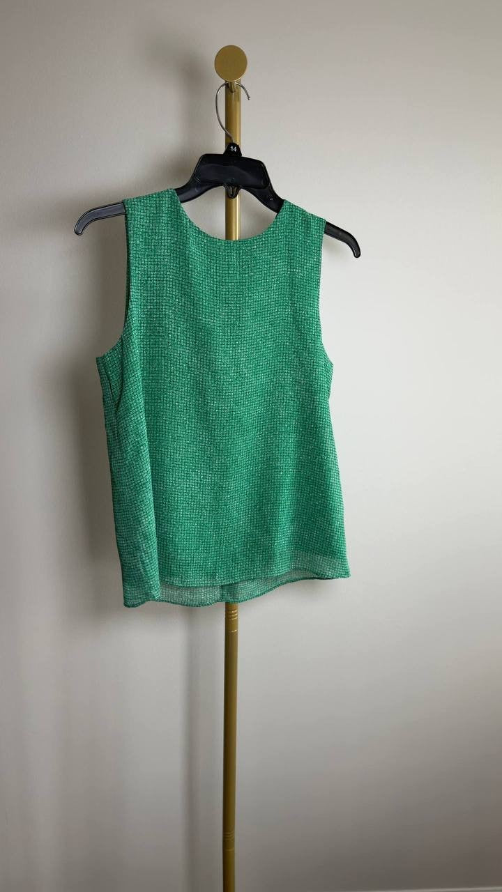 Calvin Klein Printed Chiffon Sleeveless Top Green XS NWT $79