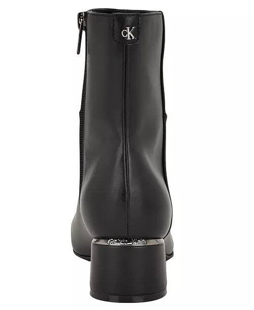 Calvin Klein Women’s Parry Block Heel Ankle Booties Black 8.5M Man‑Made $129 NWB