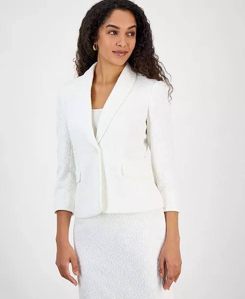 Kasper Women’s Bonded‑Lace Shawl‑Collar Blazer Lily White 10P $149 NWT