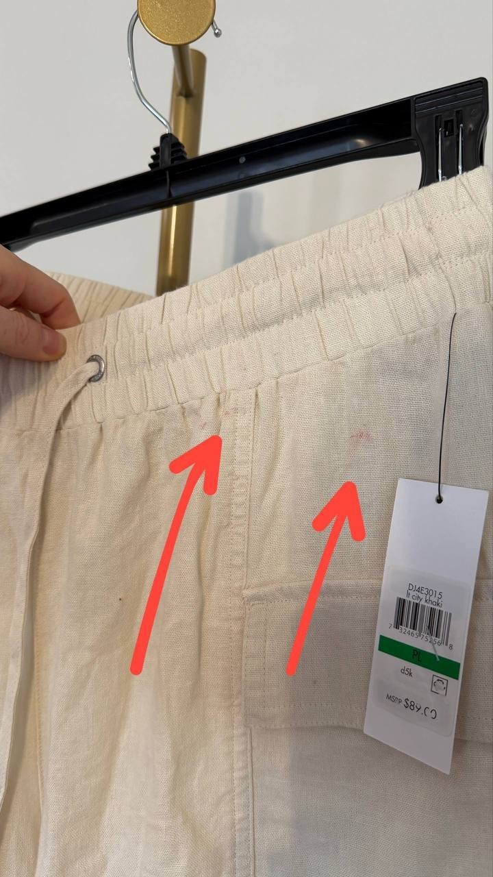 DKNY Jeans Linen Cargo Pants White PL NWT MSRP $89
