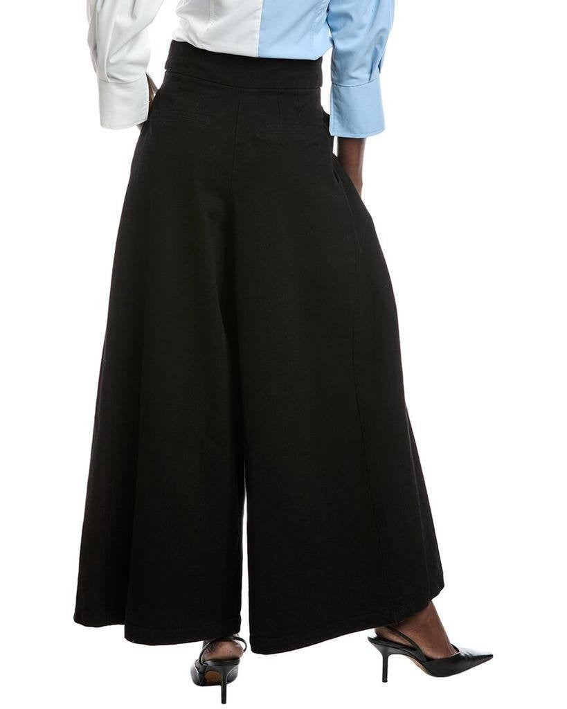 Gracia Wide Leg Pant Black Pleated High Rise Denim Look Trousers Size L NWT $130
