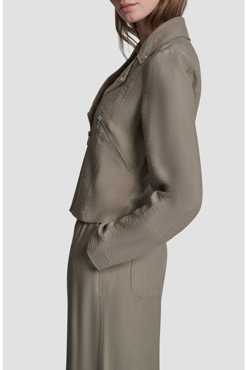 DKNY Crinkle Moto Jacket Light Fatigue XL NWOT $139