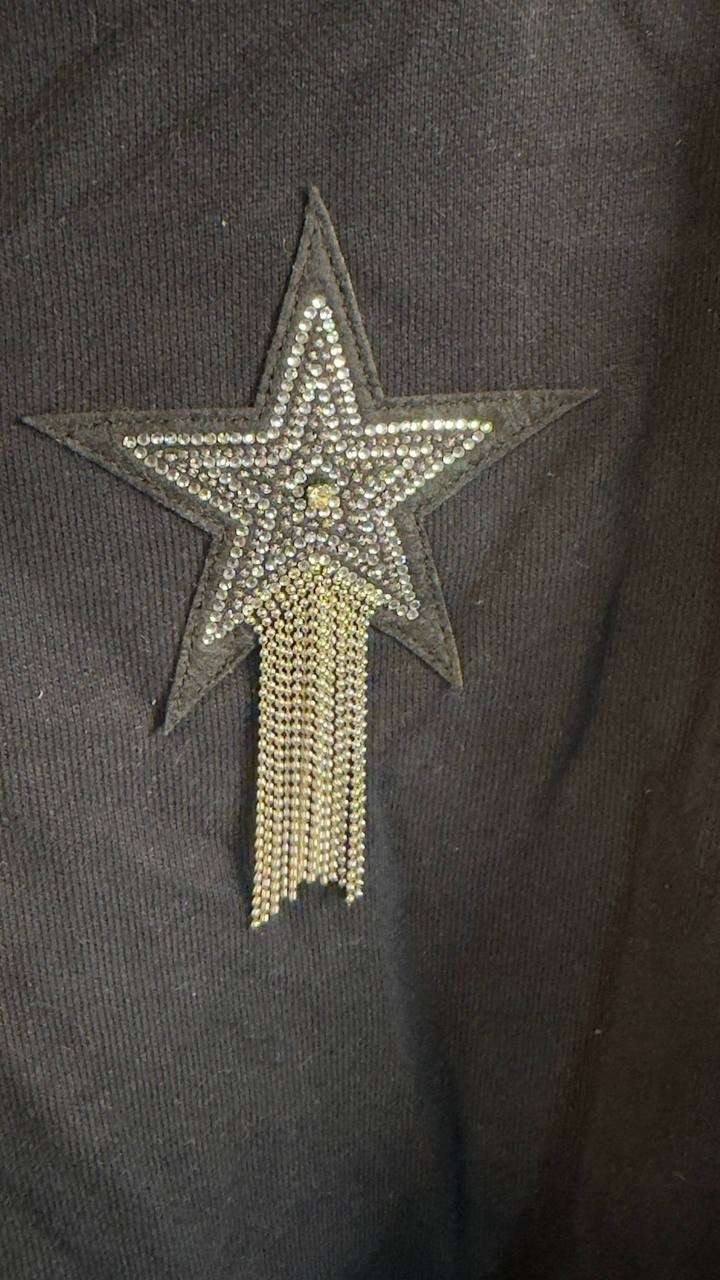 BOSS Orange Star‑Embellished Sweatshirt Black M NWT $129