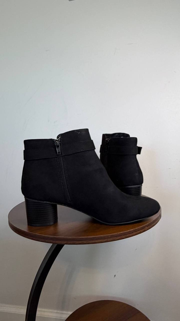 Style & Co Ariel Faux Suede Zipper Booties Black 9.5M Man‑Made $80 NWB