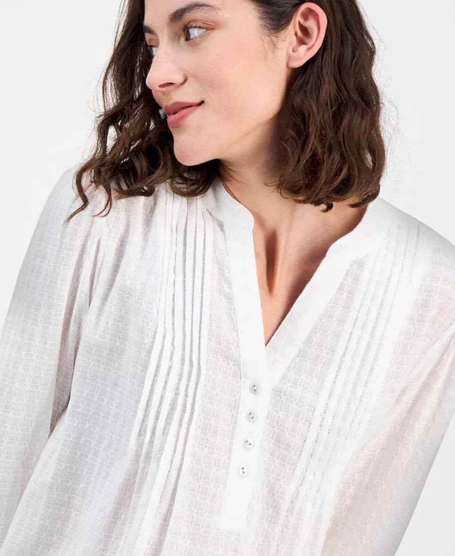 Tommy Hilfiger 3/4‑Sleeve Pintuck Tunic Top – Size L/G – NWT – $79.50