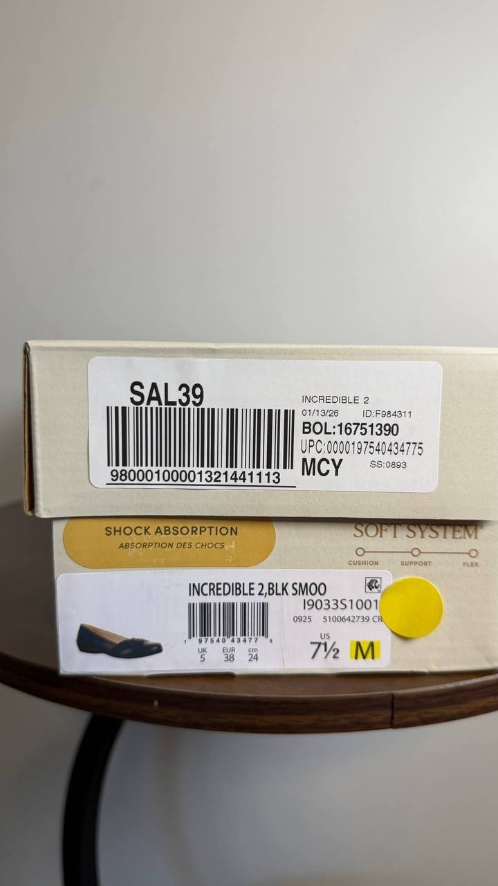 LifeStride Incredible 2 Flats 7.5M Black Slip‑On Wedge Comfort NIB msrp$79