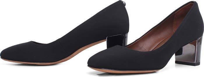 Donald Pliner Black Textile Block Heel Pumps 7.5M NIB MSRP $198