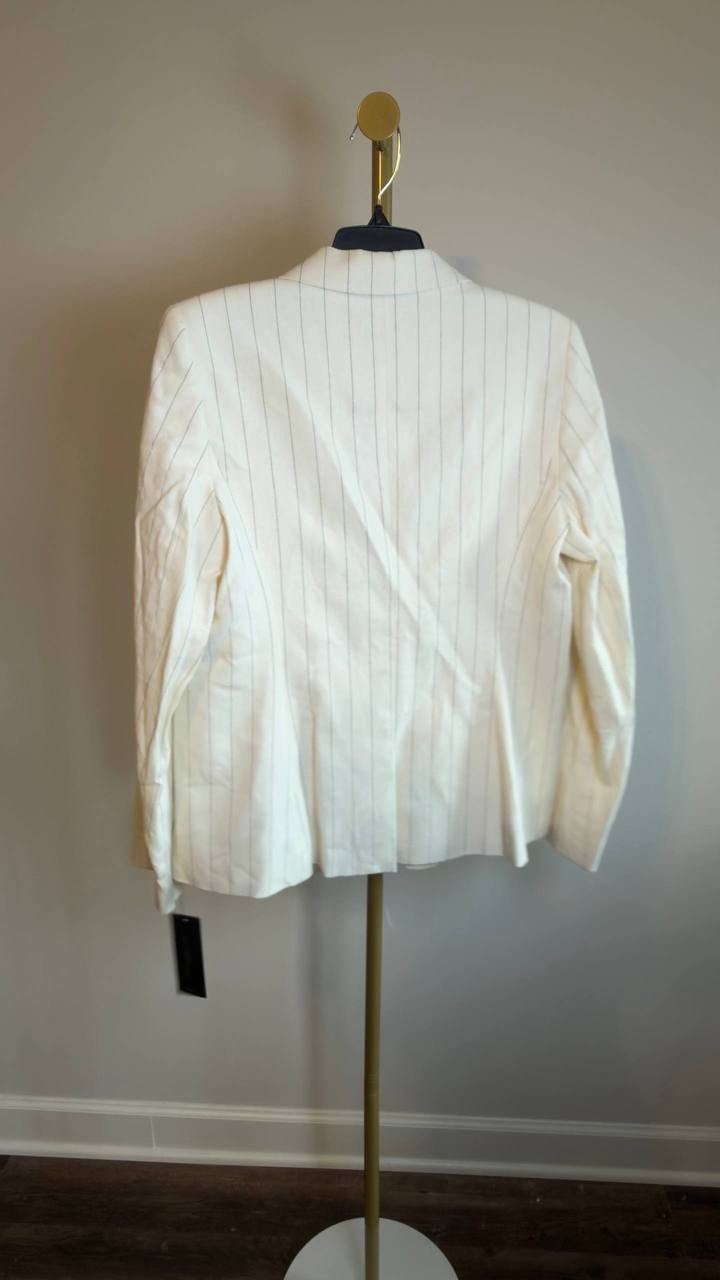 Donna Karan NY Pinstriped Blazer Cream 10P Petite NWT $189