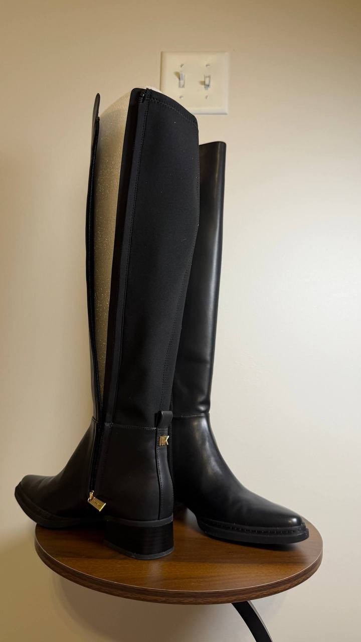 Michael Kors Lex Boots 7M Black Man‑Made Knee‑High Designer Style NIB msrp$246