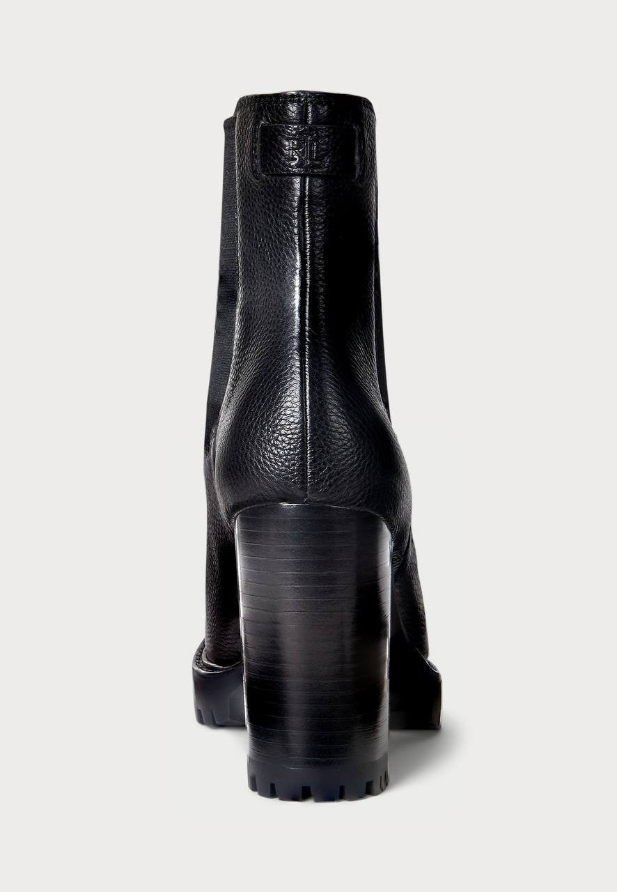 Lauren Ralph Lauren Layne Pebbled Leather Bootie – Black – Size 10B – New in Box