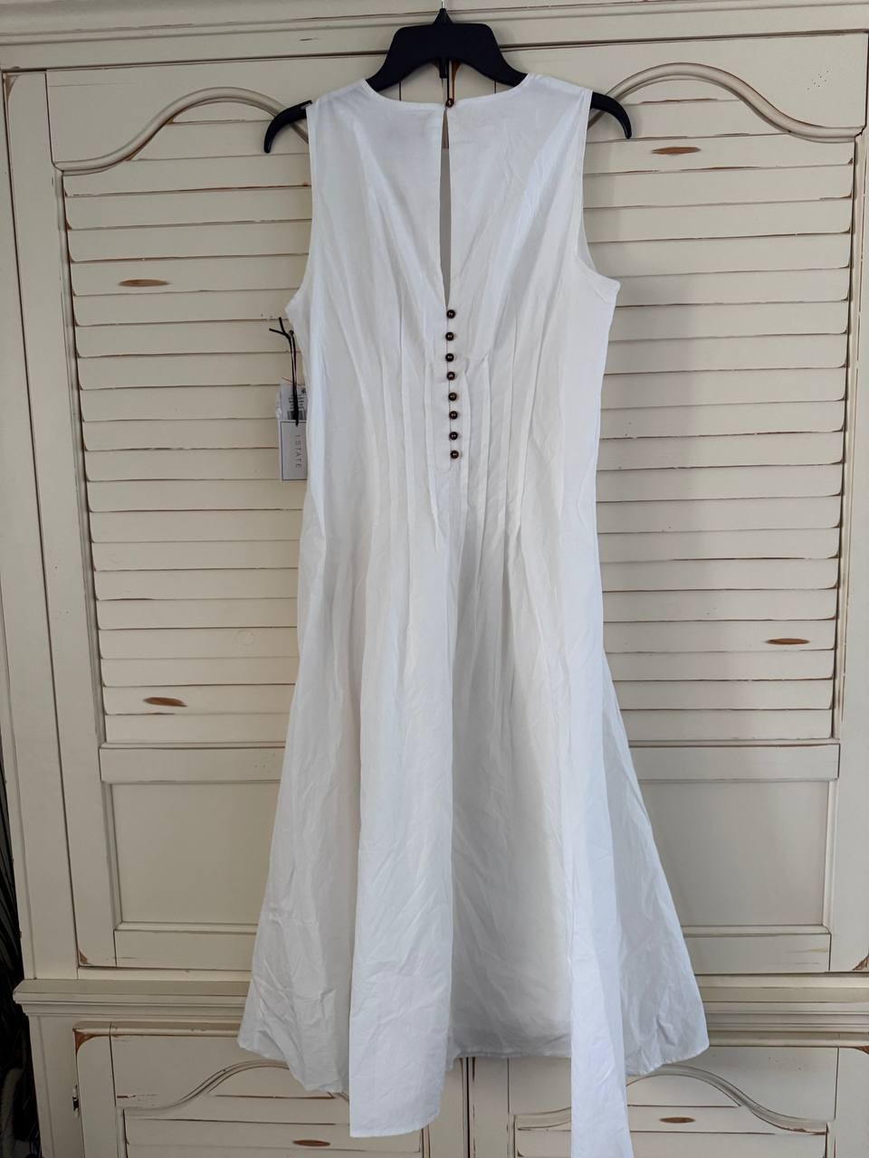 1.STATE Sleeveless Pintuck Cotton Midi Dress White, Size 10, Button Back